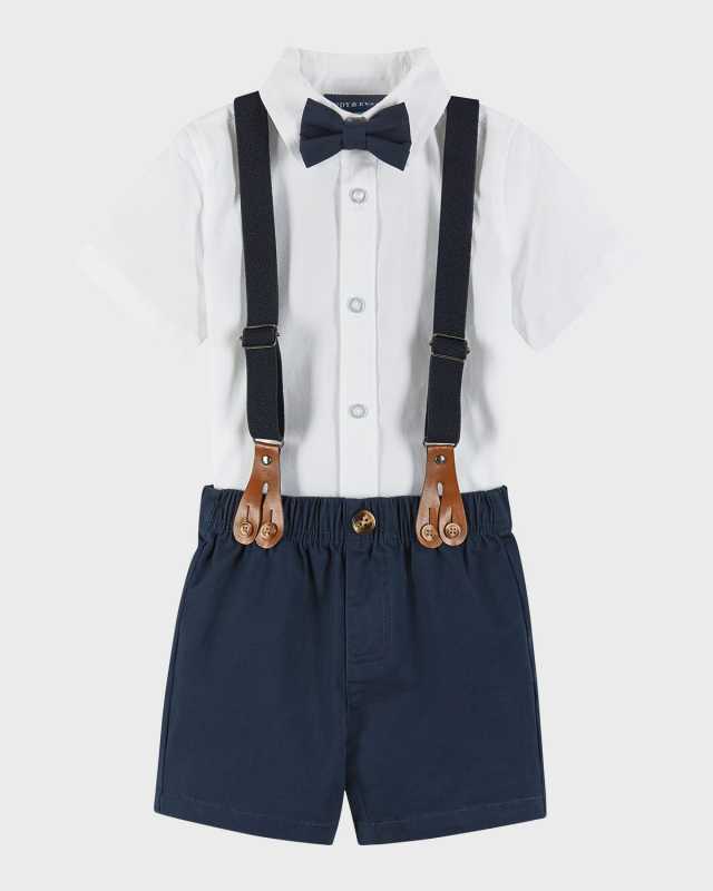Boy's Four-Piece Suspender Set, Size Newborn-24
